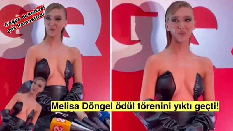 Melisa Döngel ödül gecesine dekoltesiyle damga vurdu